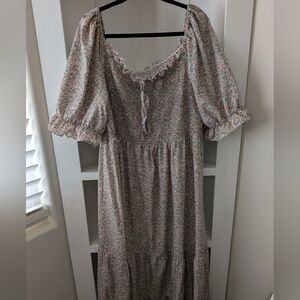 Floral Puff Sleeve Milkmaid Maxi Dress